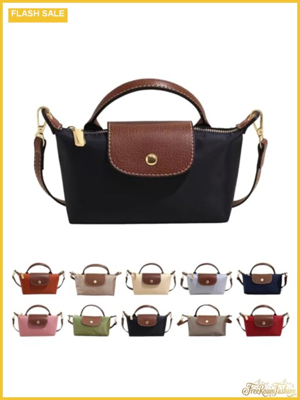 Mini Crossbody Bag PU Leather Adjustable Strap Small Tote Zipper Phone Wallet